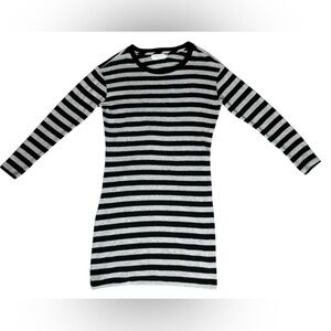 VELVET BY GRAHAM & SPENCER Striped Long Sleeve Sweater Dress Black & Gray Sz XS